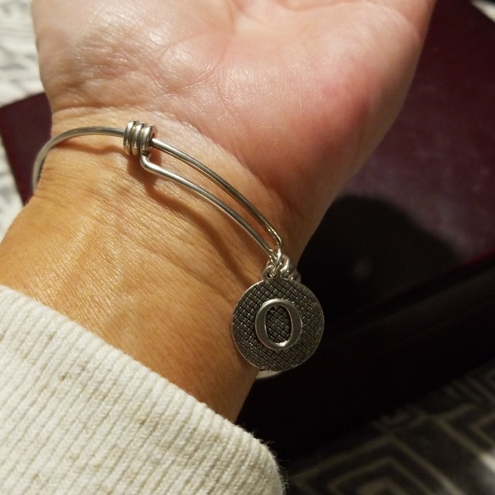 Sterling Silver Initial Bangle "O' - image 2